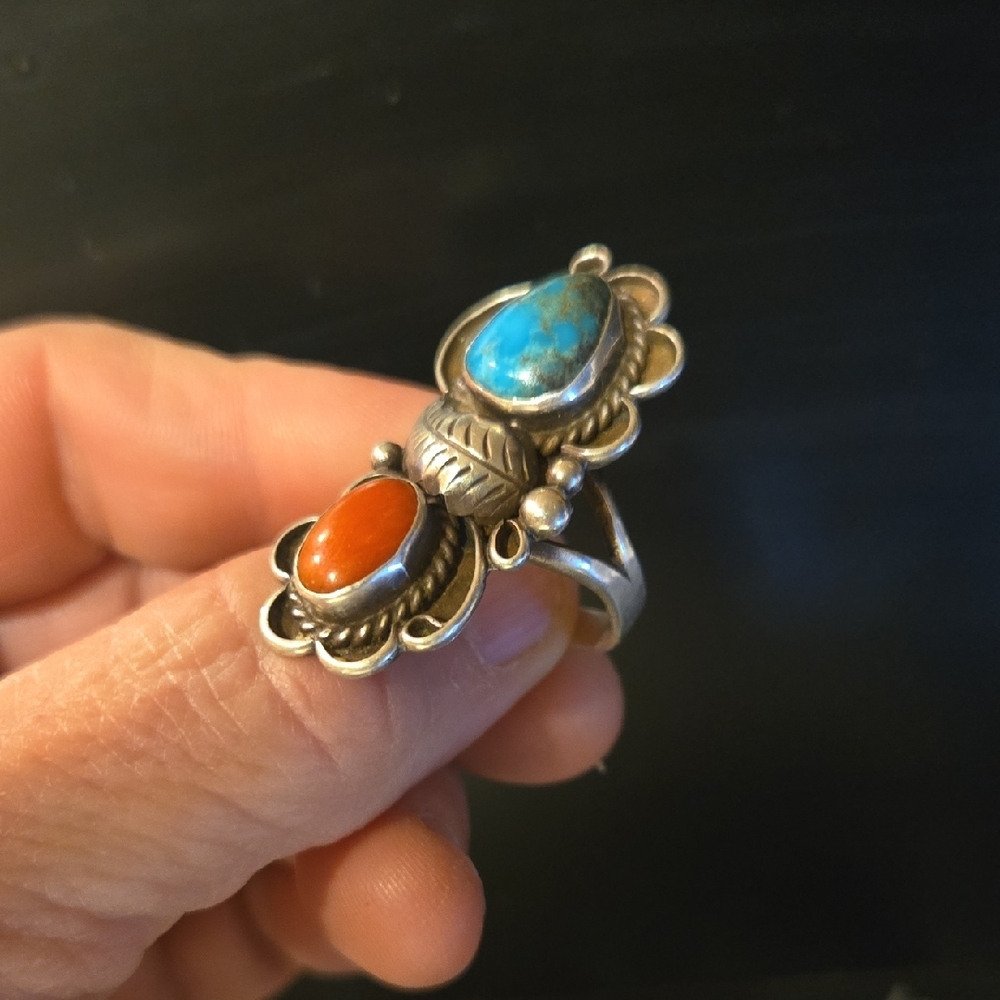 Silver And Turquoise Statement Ring - image 2